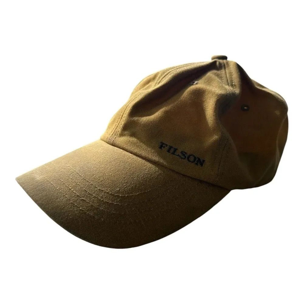Filson Baseball Cap Brown One Size Leather Strap Waxed Cotton Logo Seattle Hat